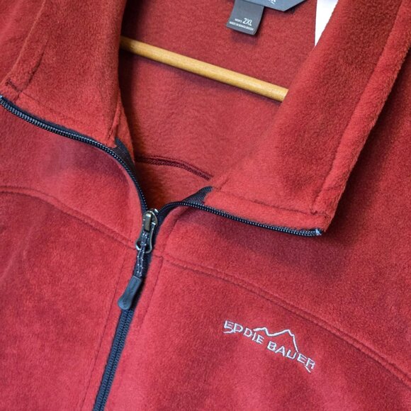 Men's EDDIE BAUER Copper/Red Fleece Vest sx 2XL - Picture 2 of 4